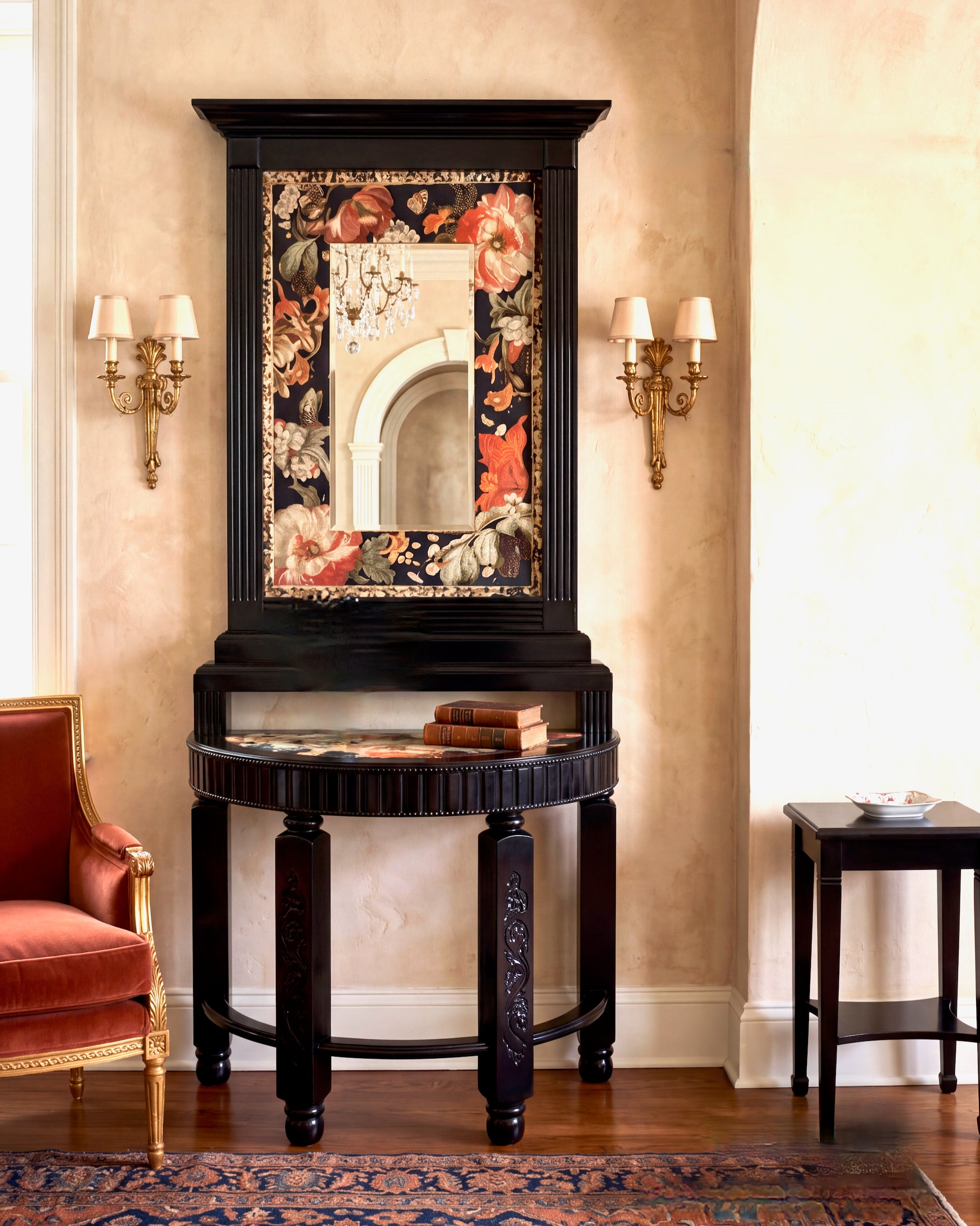 Lepidoptera Grand Demi Lune Table and Grand Mirror set