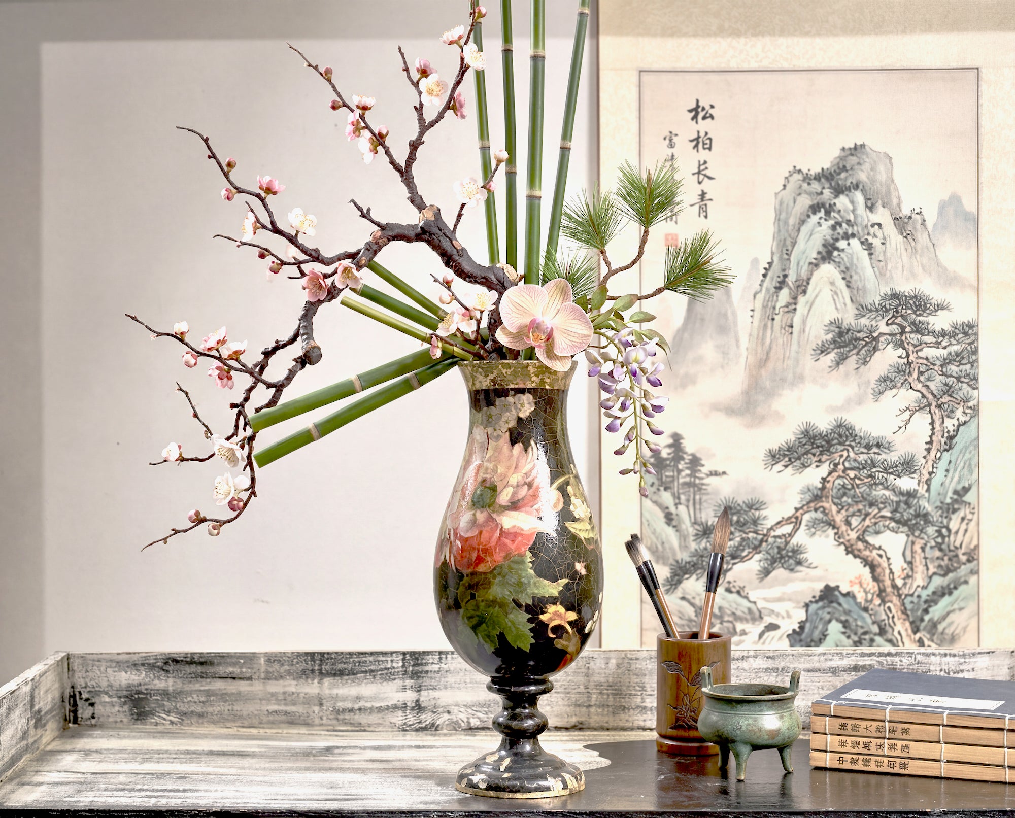 Lepidoptera 22" Footed Hurricane Vase — Limited Archive