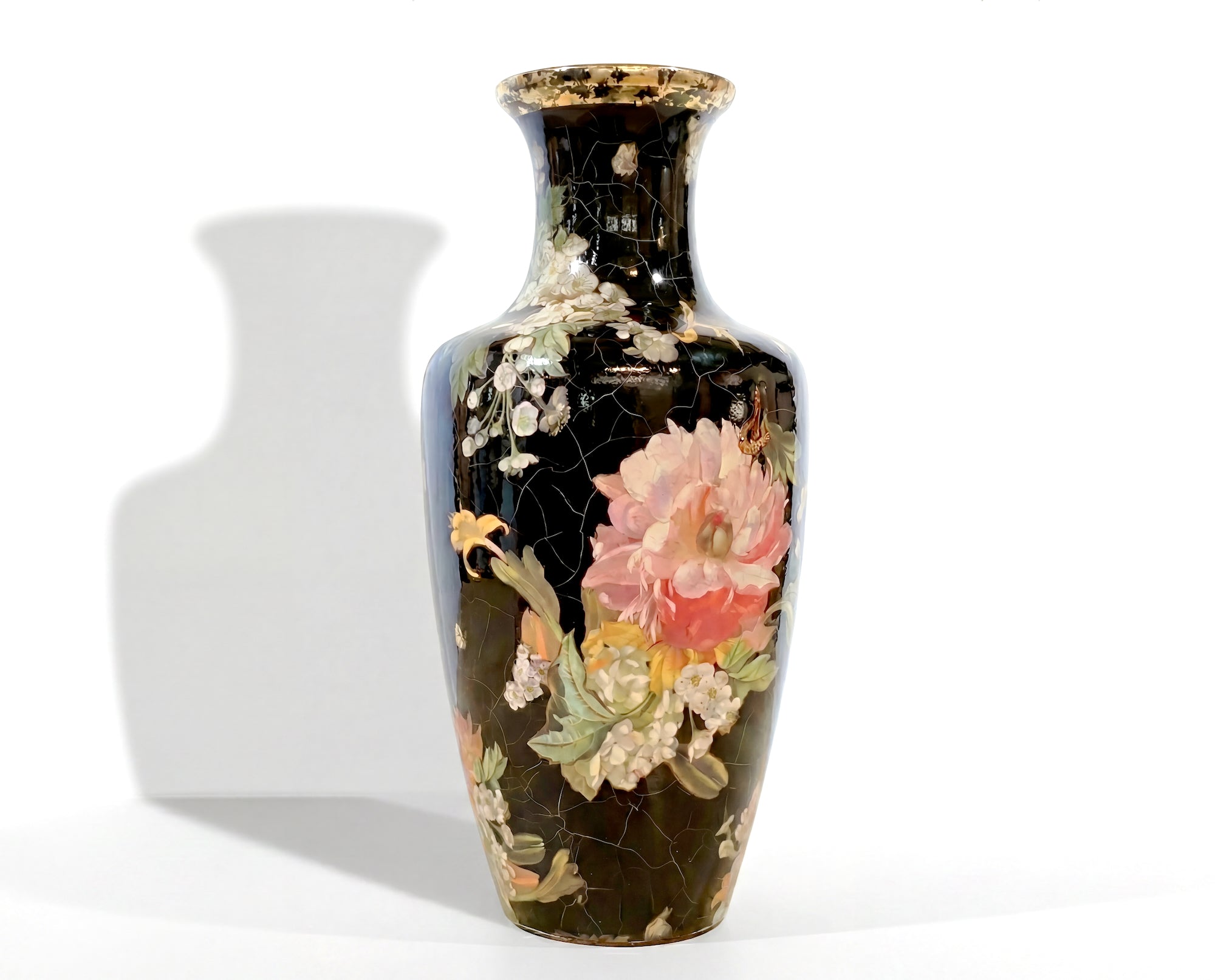 Lepidoptera 30" Grand Entry Belgian Mouth-Blown Glass Vase