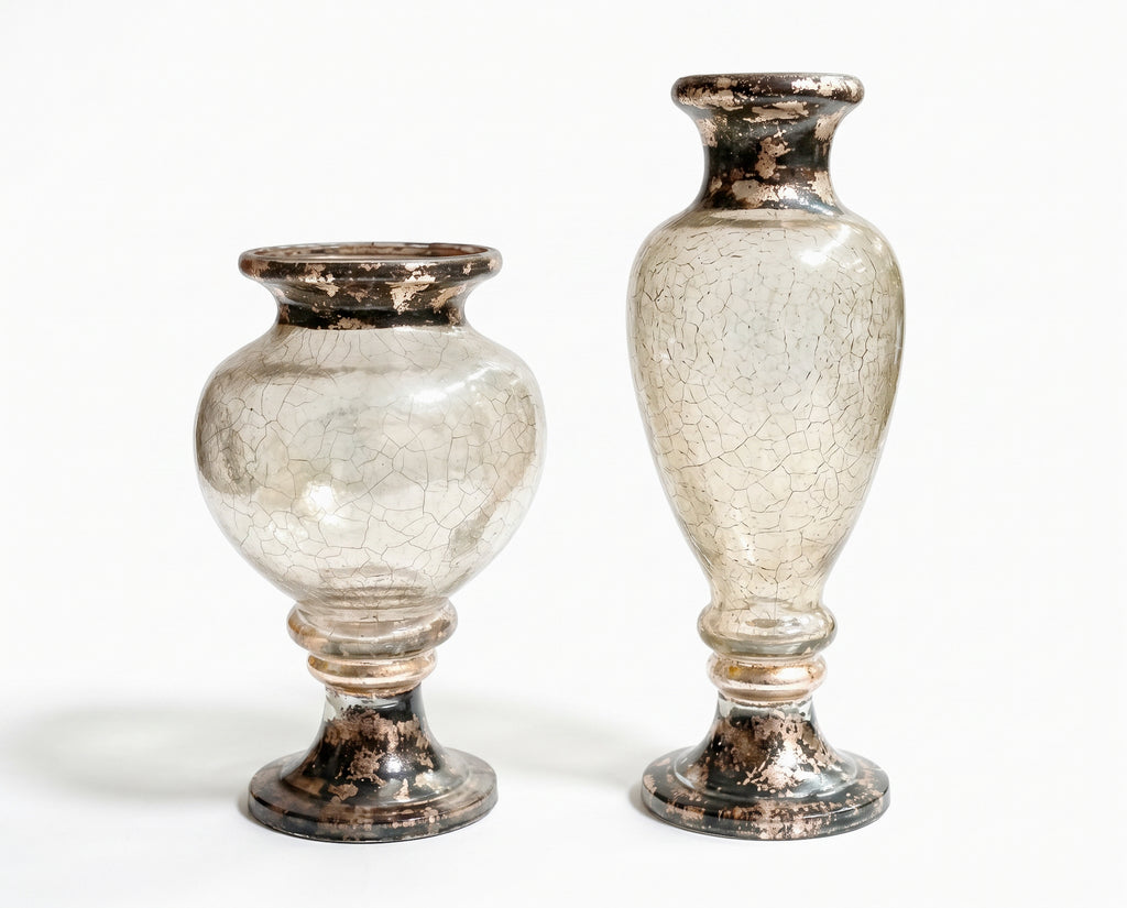 Lepidoptera Crackle Balloon & Amphora Vases — Rare Pair