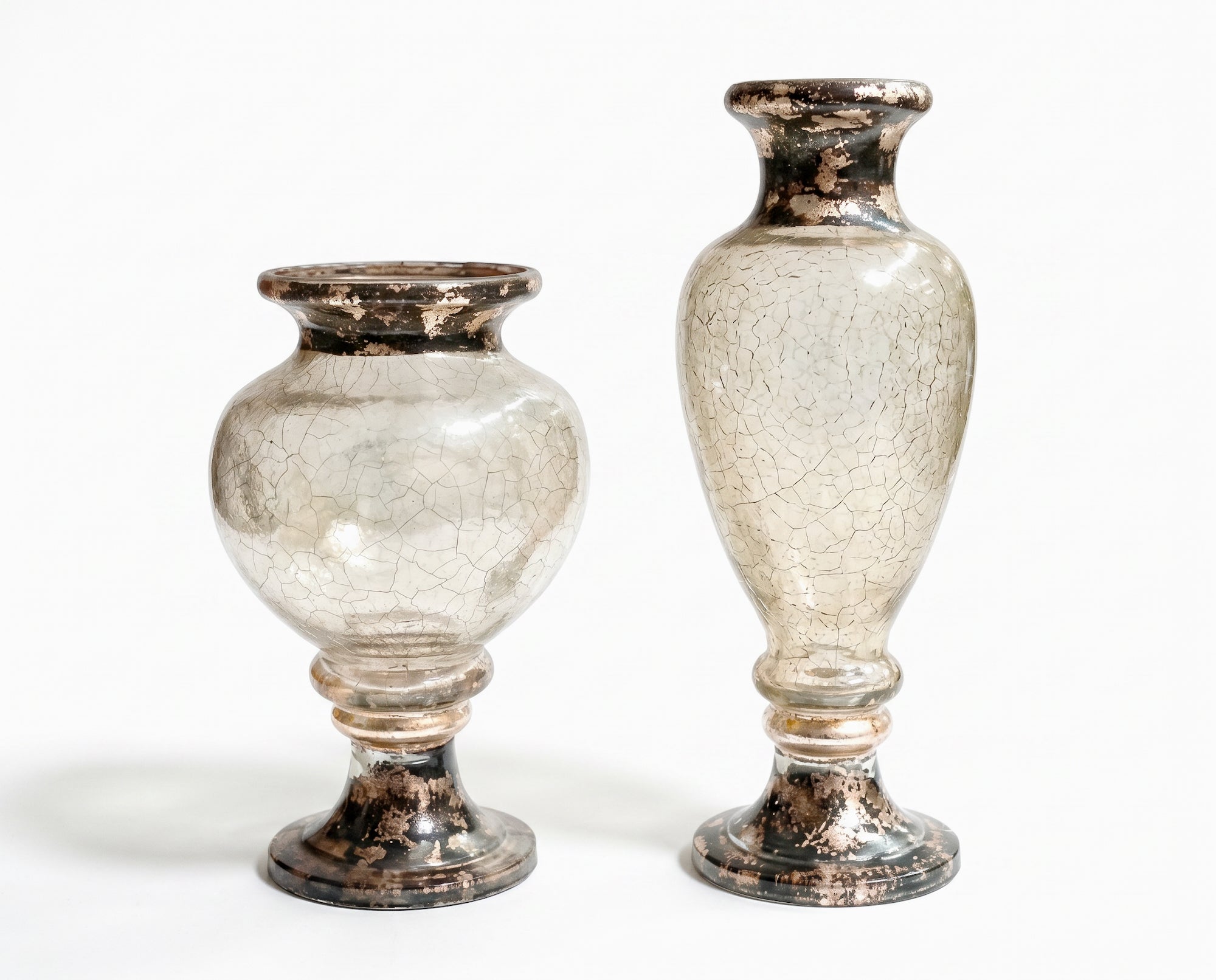 Lepidoptera Crackle Balloon & Amphora Vases — Rare Pair