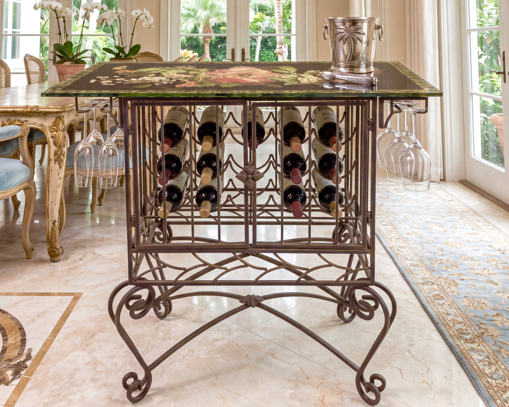 Lepidoptera Wine Tasting Bar with Integrated Bottle & Stemware Storage