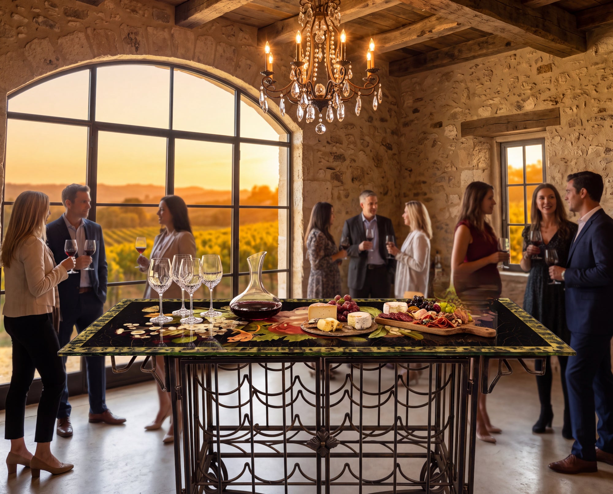 Lepidoptera Wine Tasting Bar with Integrated Bottle & Stemware Storage