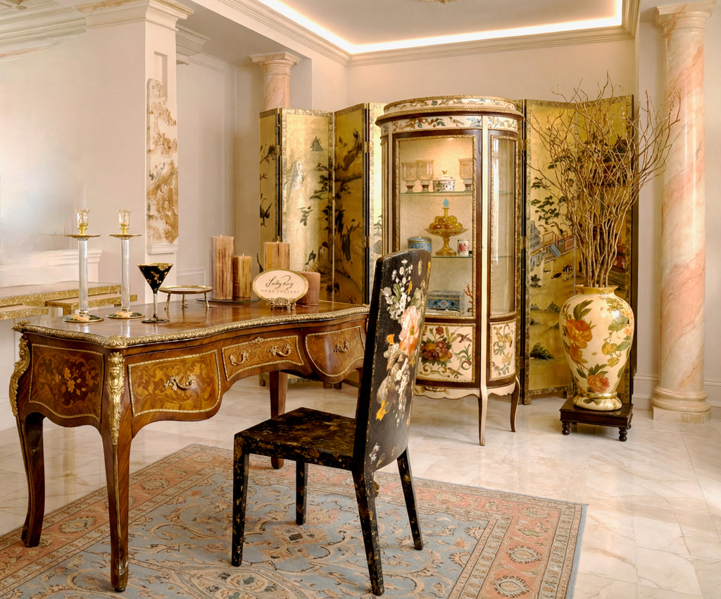 Pietra Dura Curio Cabinet Lighted Curio Cabinet