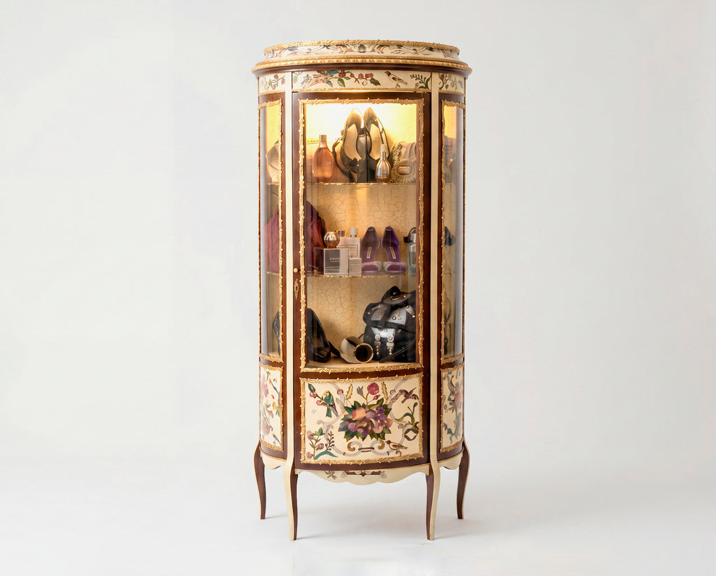Pietra Dura Curio Cabinet Lighted Curio Cabinet