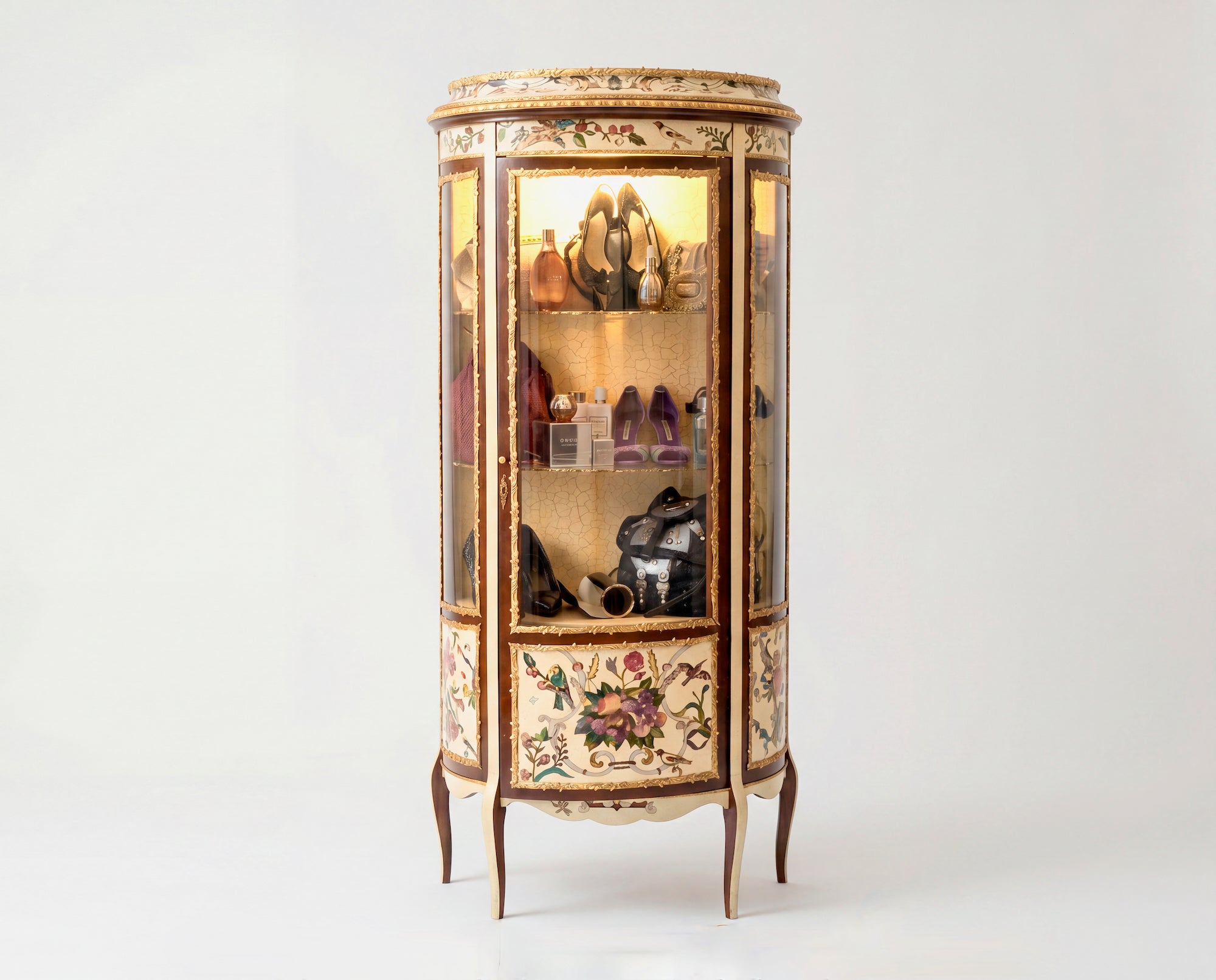 Pietra Dura Curio Cabinet Lighted Curio Cabinet