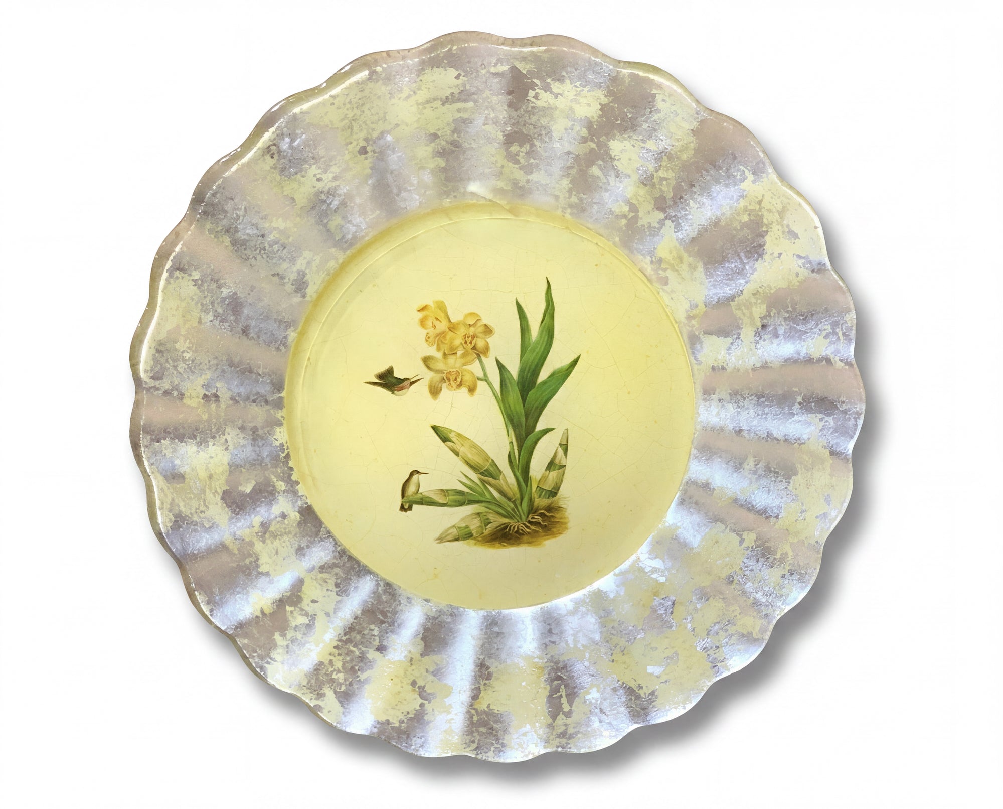 Orchidaceum 15” Fluted Charger Yellow #1