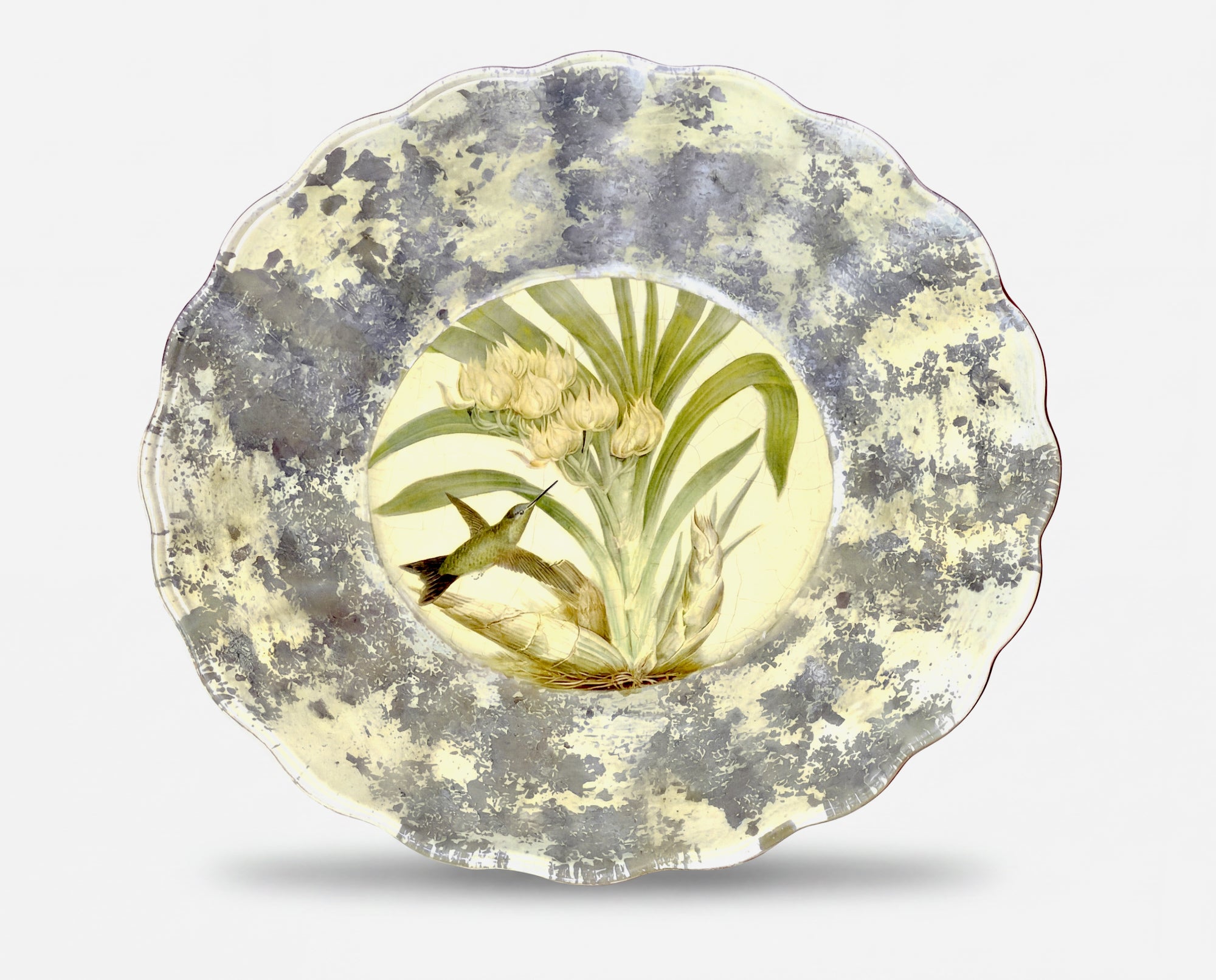 Orchidaceum 9” Fluted Plate Orchid Vanda Yellow #2