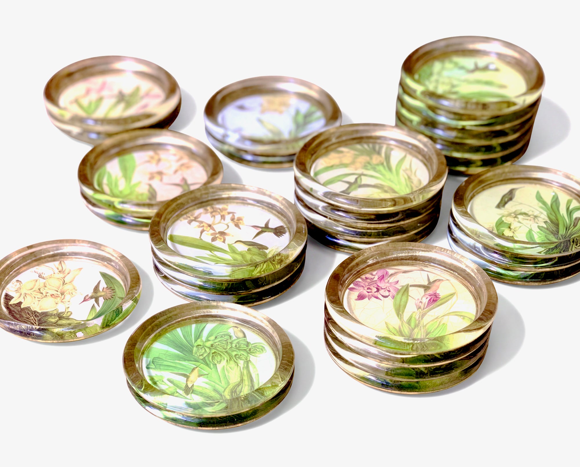 Orchidaceum Golden Hummingbird — Large Wine Bottle Coaster