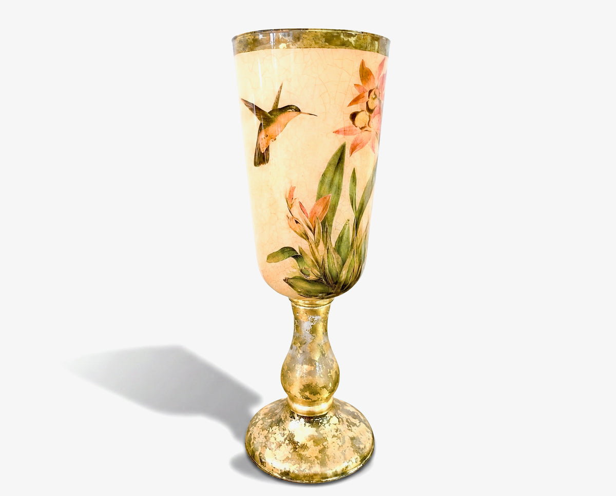Orchidaceum Tri-Gold™ Blush Hummingbird Footed Vase