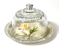 Orchidaceum Tri-Gold™ Yellow 8" Small Fromage Server with Finial Dome