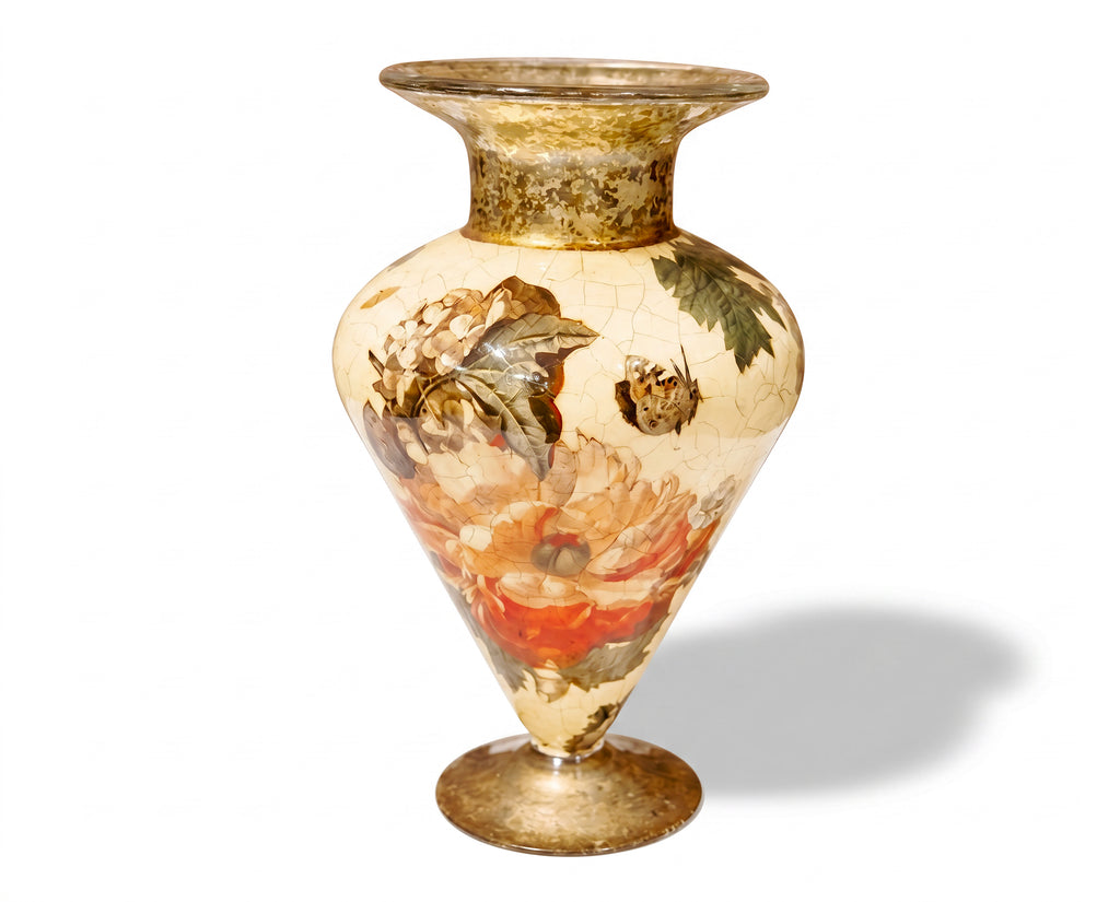 Red Lepidoptera 15" Urn Vase