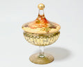 Red Lepidoptera Signature Footed Covered Compote