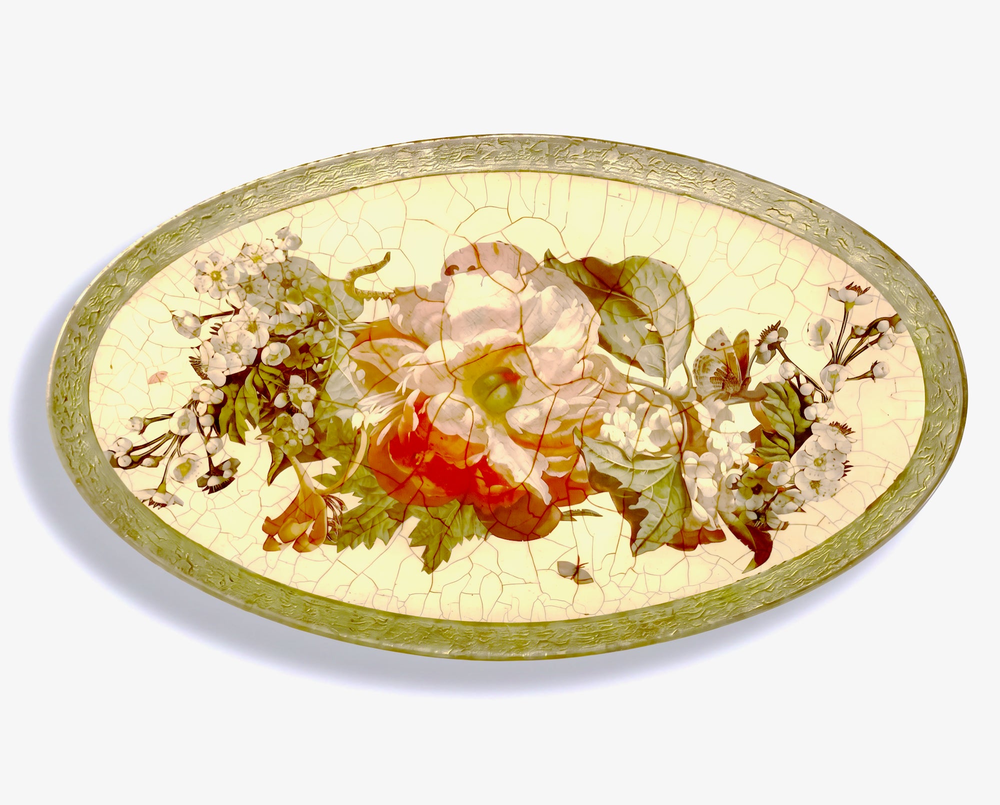 Red Lepidoptera 20" × 12" Signature Oval Serving Platter