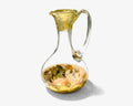 Red Lepidoptera Handled Long Neck Pitcher / Vase