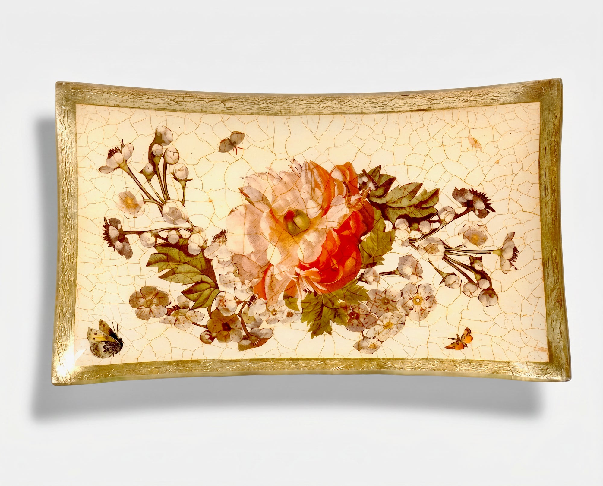 Red Lepidoptera Rectangular Serving Platter
