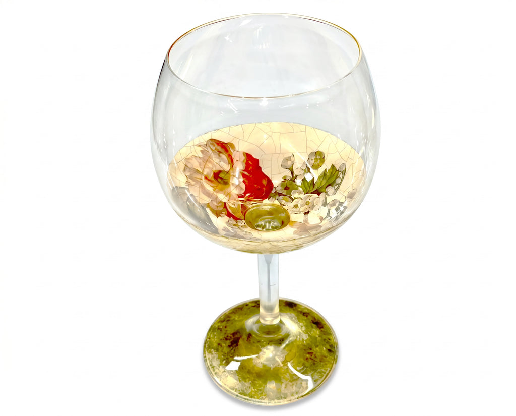 Red Lepidoptera Balloon Goblet