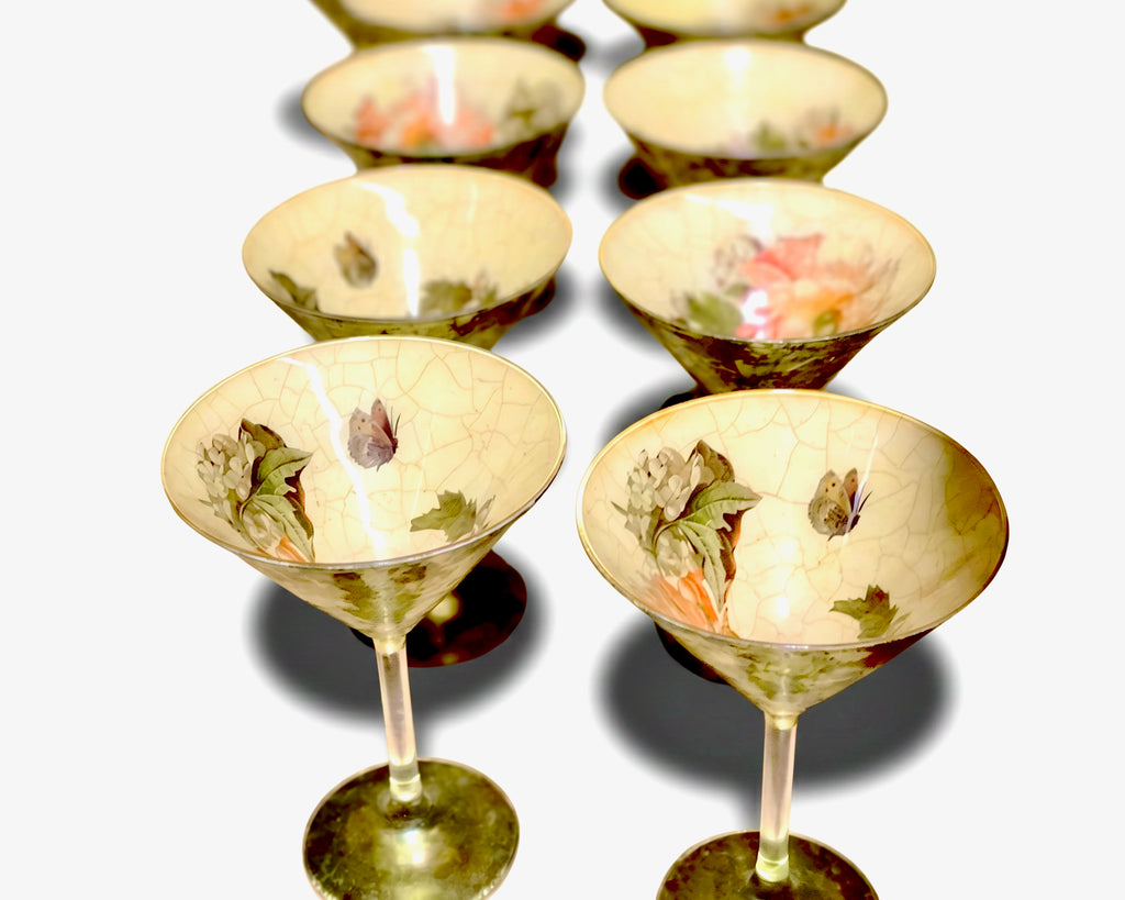 Red Lepidoptera Martini Glasses — Set of Two