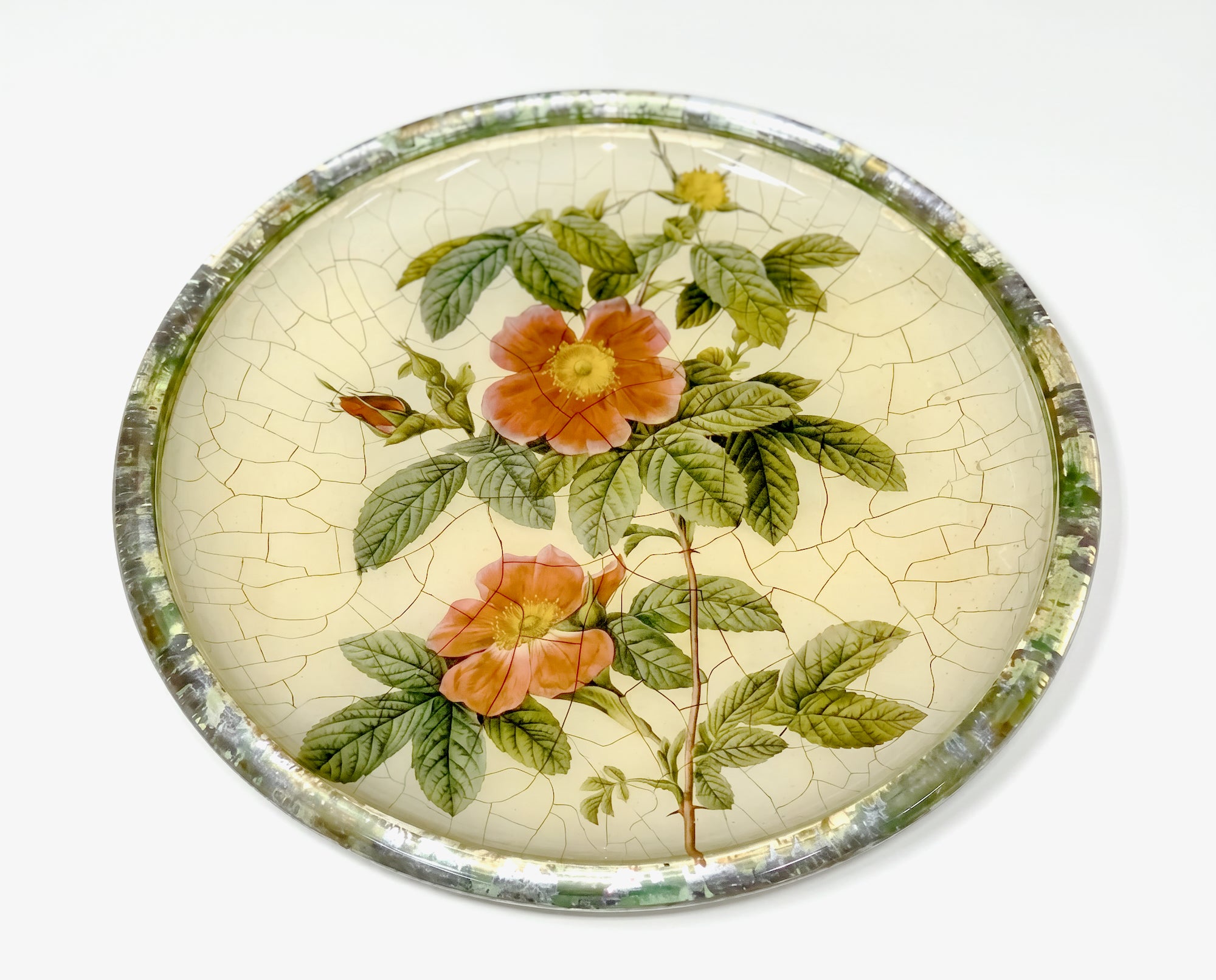 Rosarium 11" Dinner Plate — Tri-Gold™ Border — Scarlet May Rose