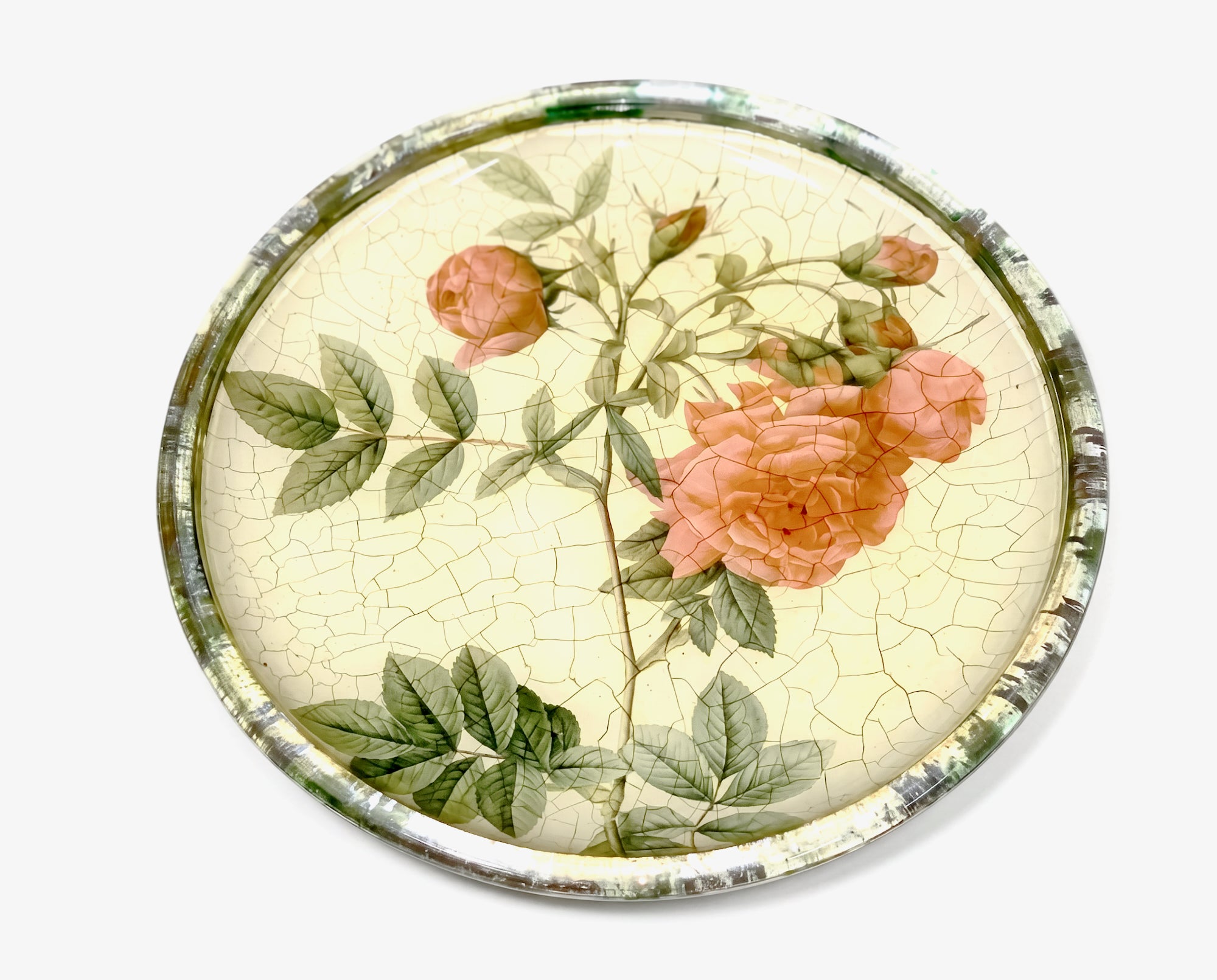 Rosarium 11" Dinner Rolled Gold Border — Red Turnip Rose