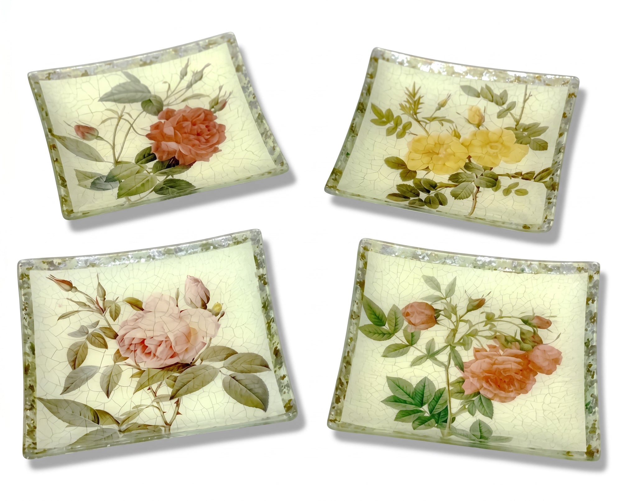 Rosarium 12" Square Platters — One-of-a-Kind Set of 4
