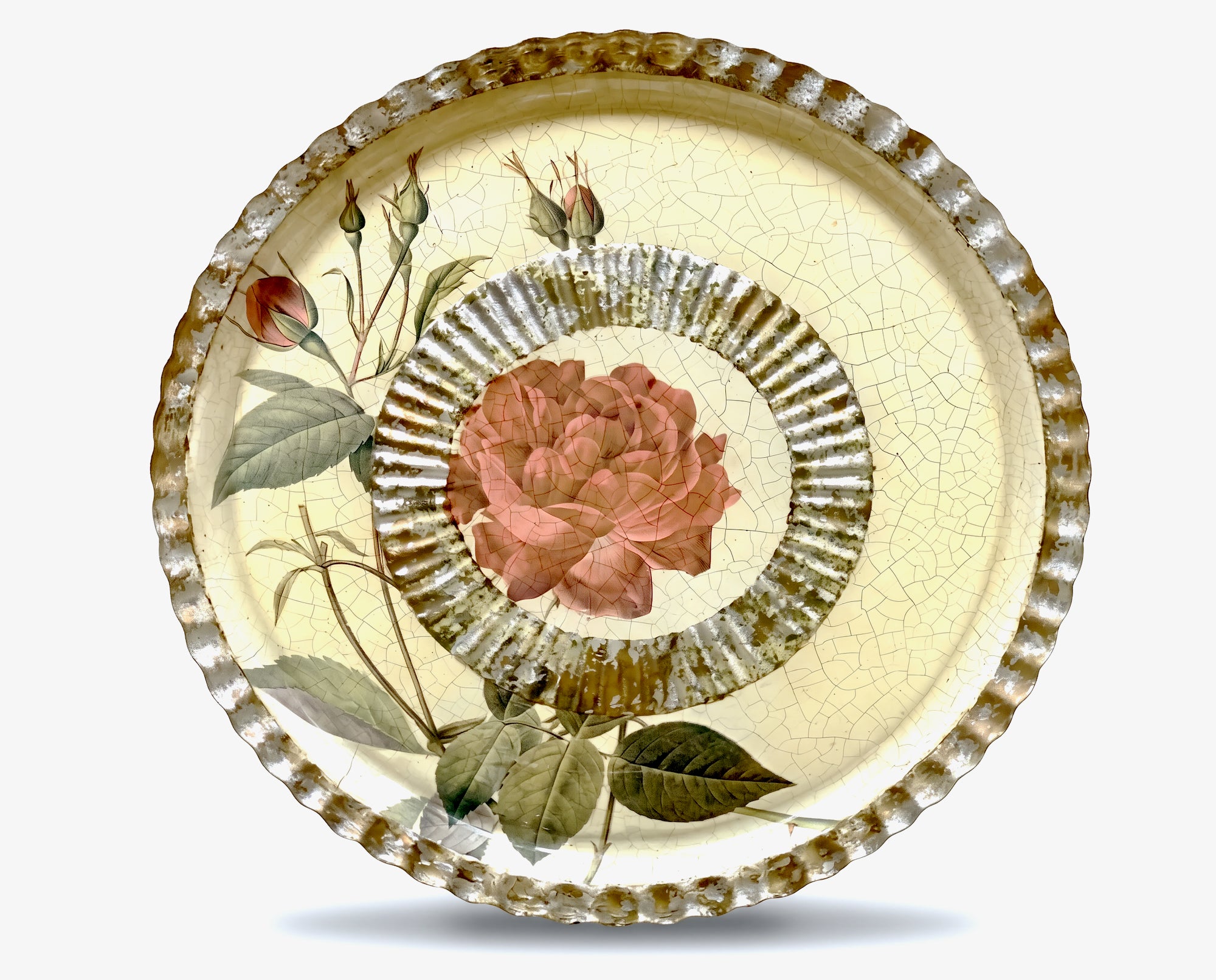 Rosarium 13" Fromage Presentation Platter — Blood Red China Rose