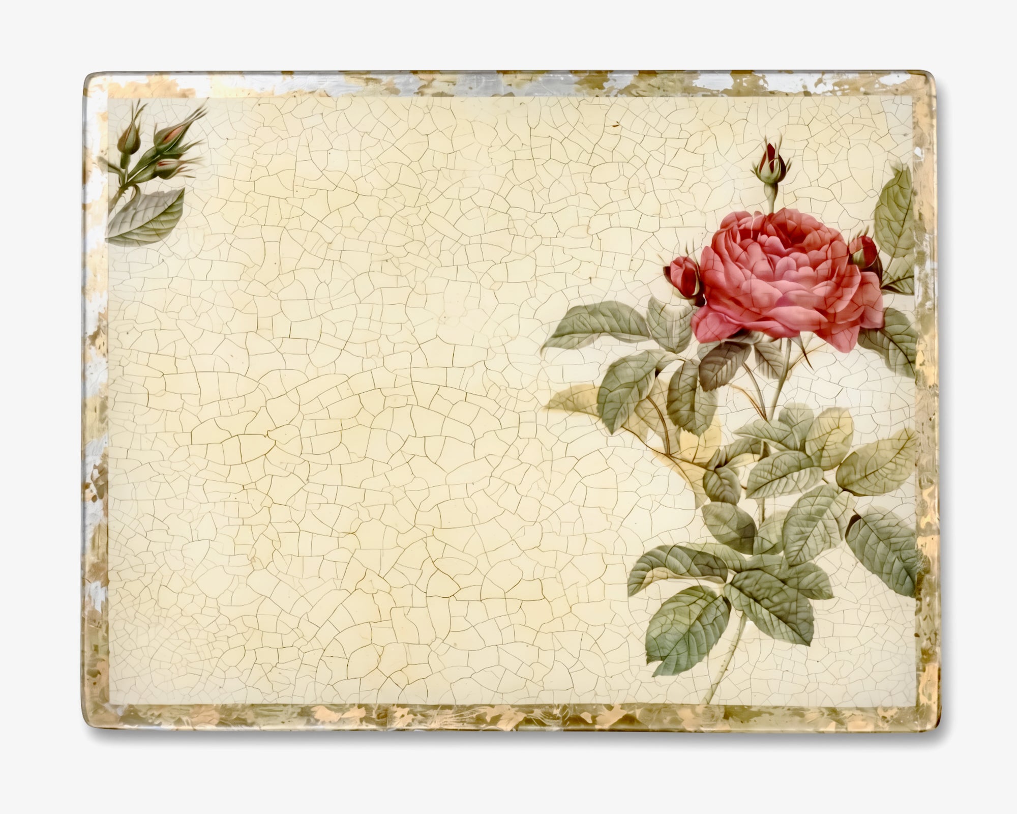 Rosarium 18" Glass Place-Setting & Presentation Board — Red Rosa Gallica