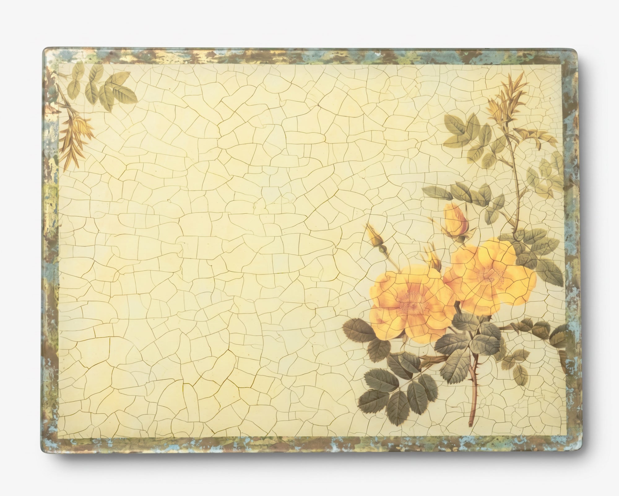 Rosarium 18" Glass Place-Setting & Presentation Board — Yellow Wild Briar Rose