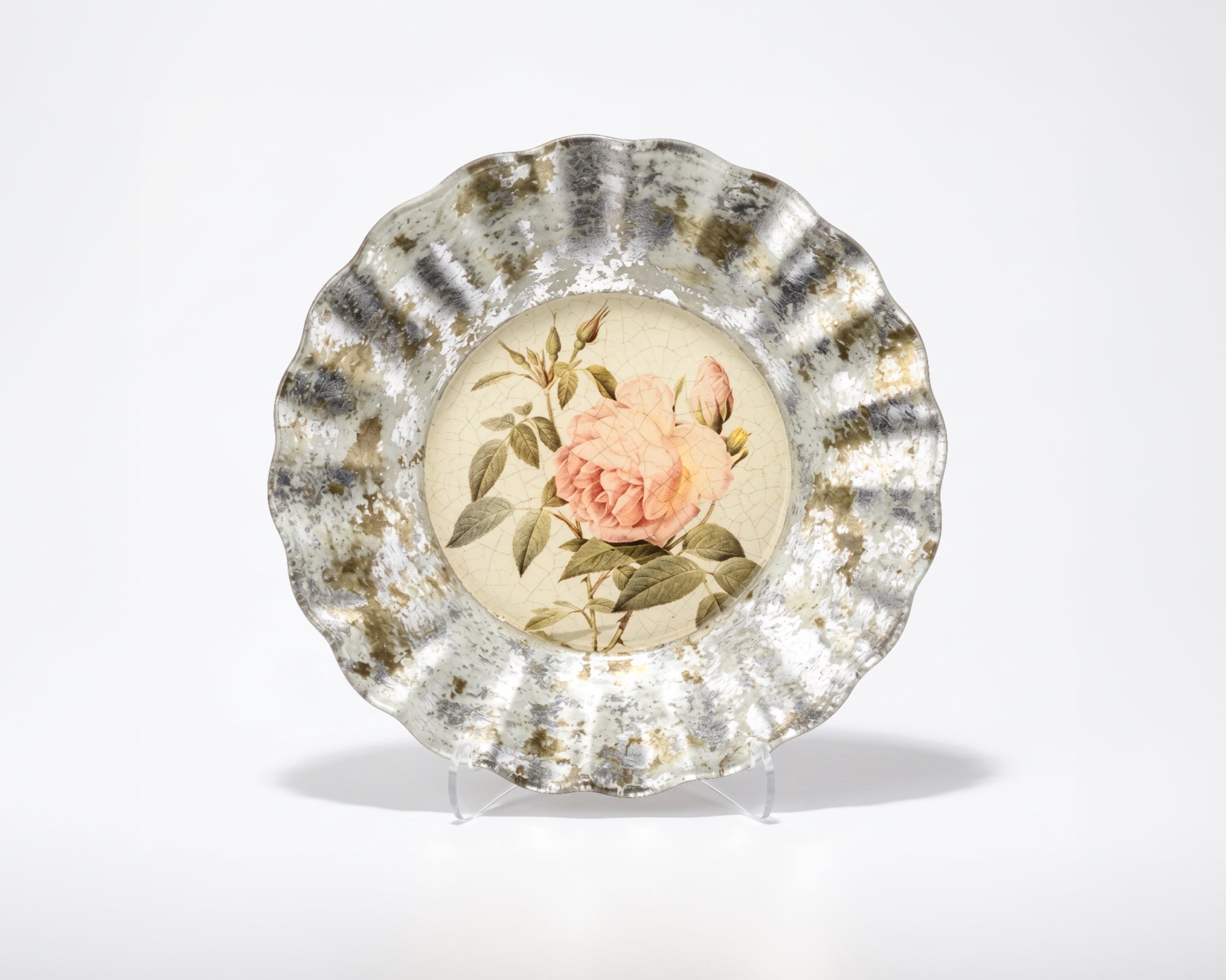 Rosarium 9" Fluted Plate — Pink China Rose