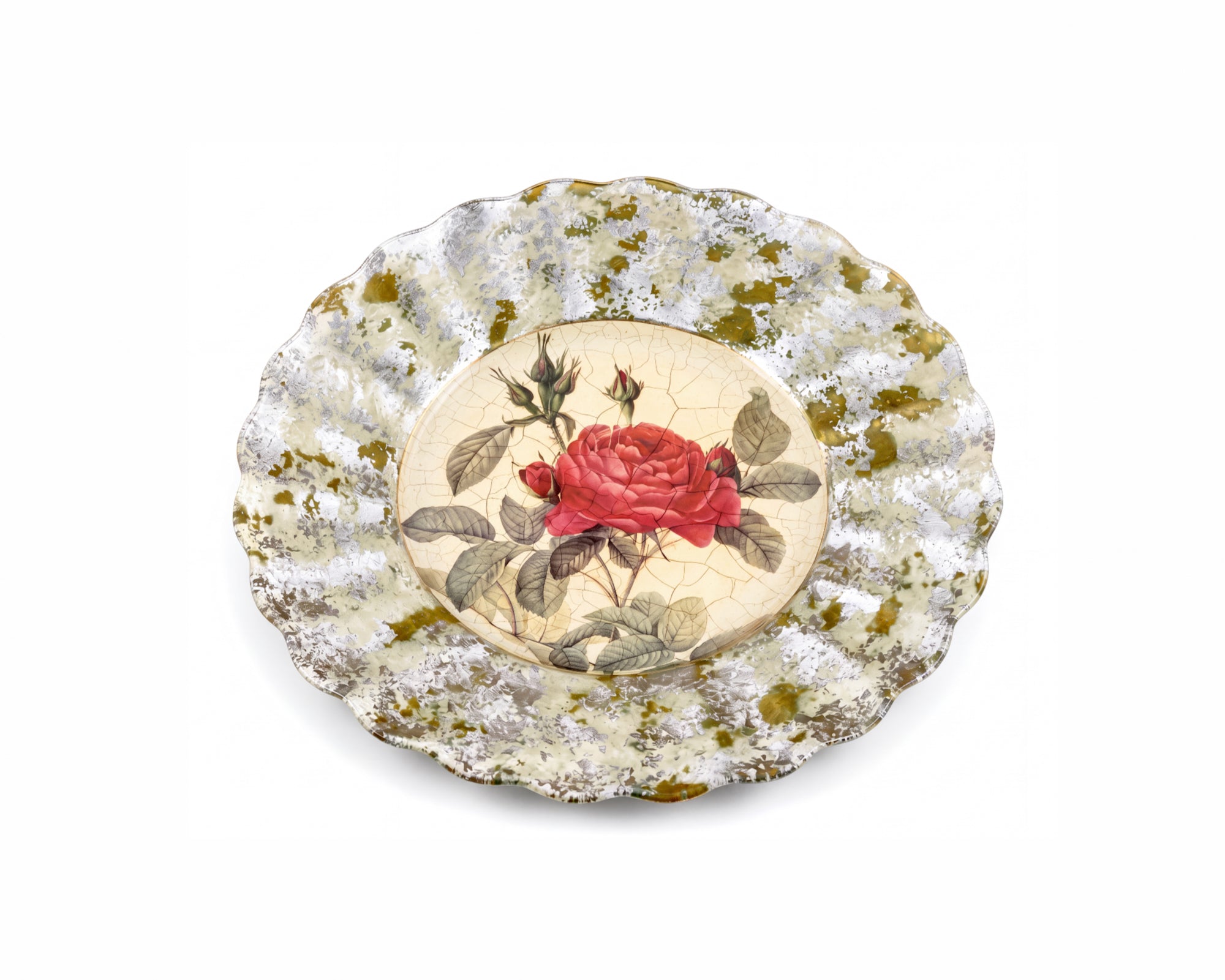 Rosarium 9” Fluted Plate — Red Rosa Gallica