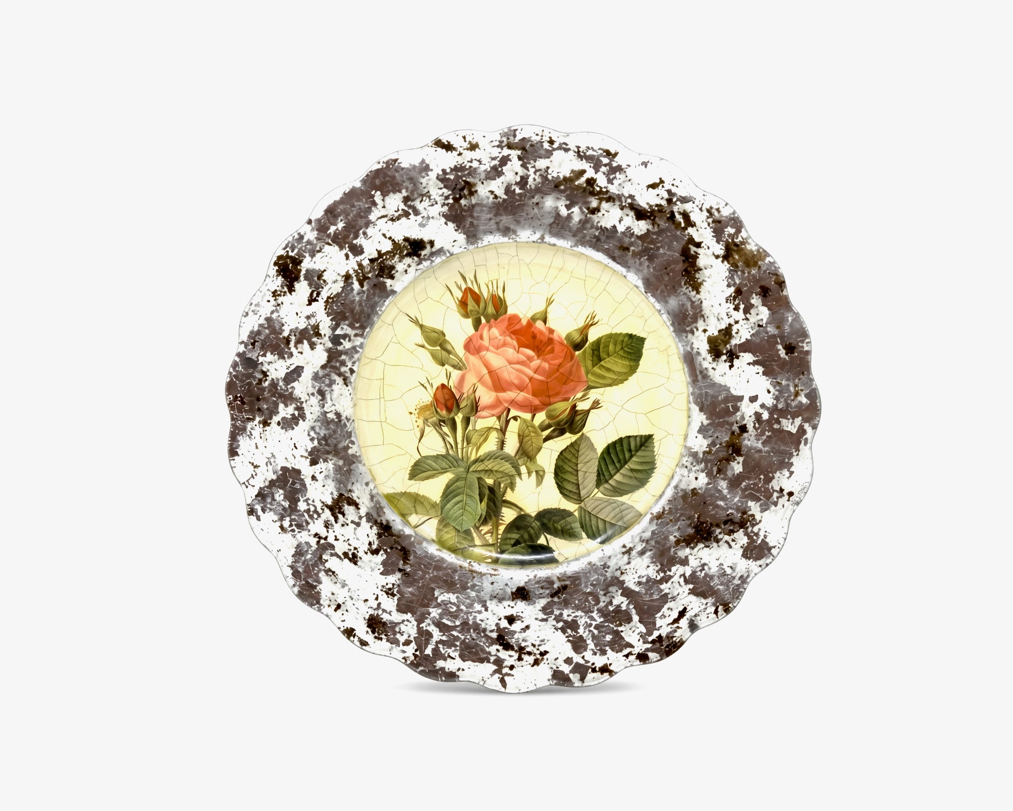 Rosarium 9" Fluted Plate — Red Rosa Thorny Bifera