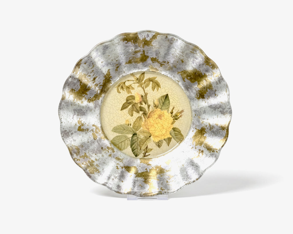Rosarium 9" Fluted Plate — Yellow Alba Rose