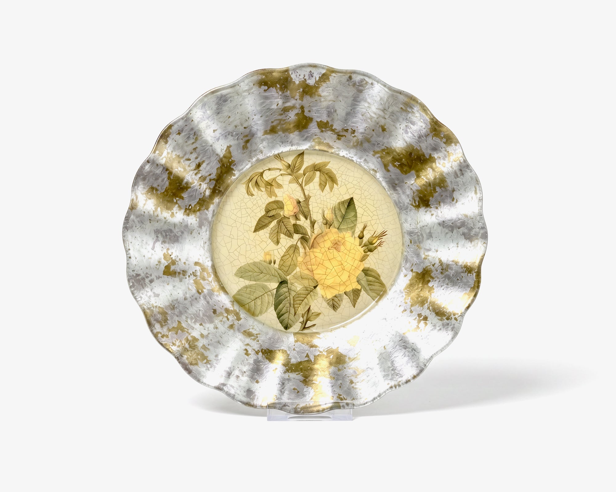 Rosarium 9" Fluted Plate — Yellow Alba Rose