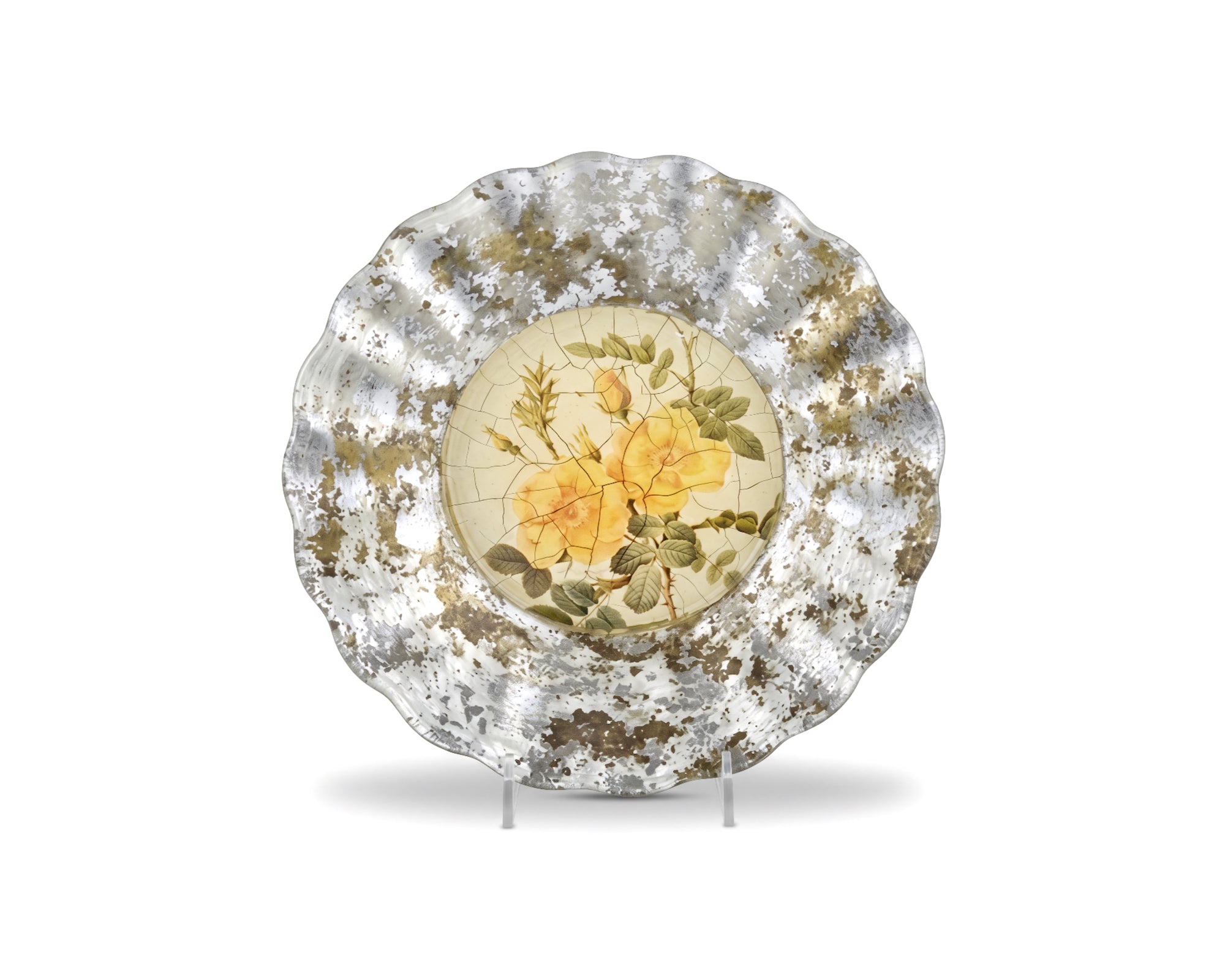 Rosarium 9" Fluted Plate — Yellow Wild Briar Rose