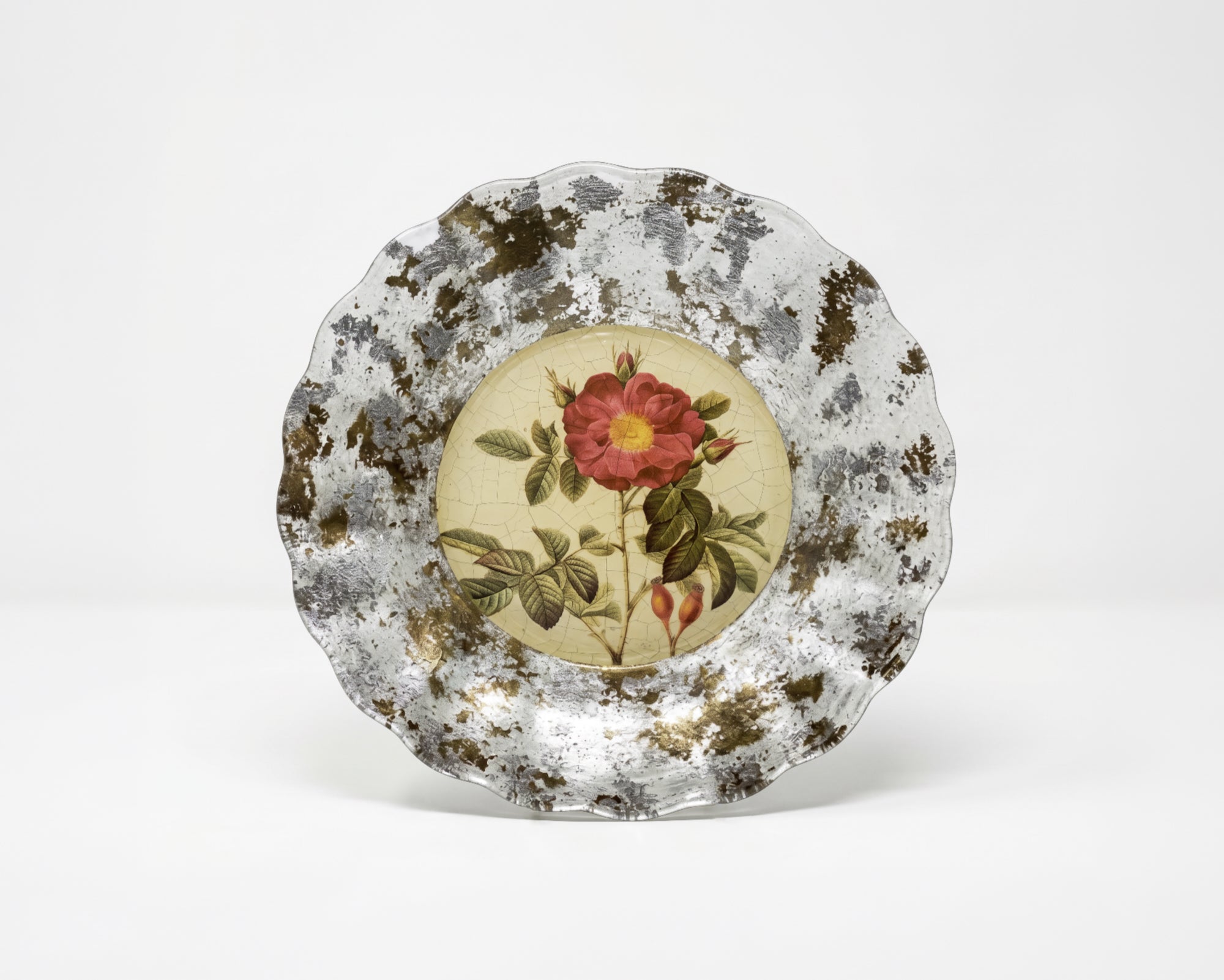 Rosarium 9" Fluted Plate — Red Portland Rose