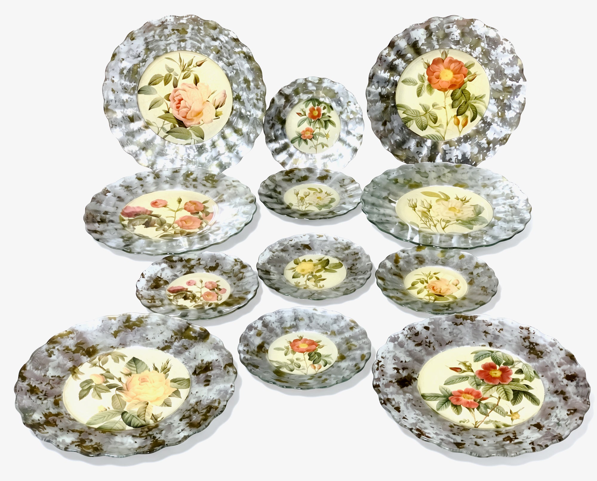 Rosarium “Caitlin’s Set” — 12-Piece Fluted Presentation & Dining Set