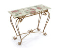 Rosarium Console Table Pink Turnip Rose Wrought Iron Folding Base