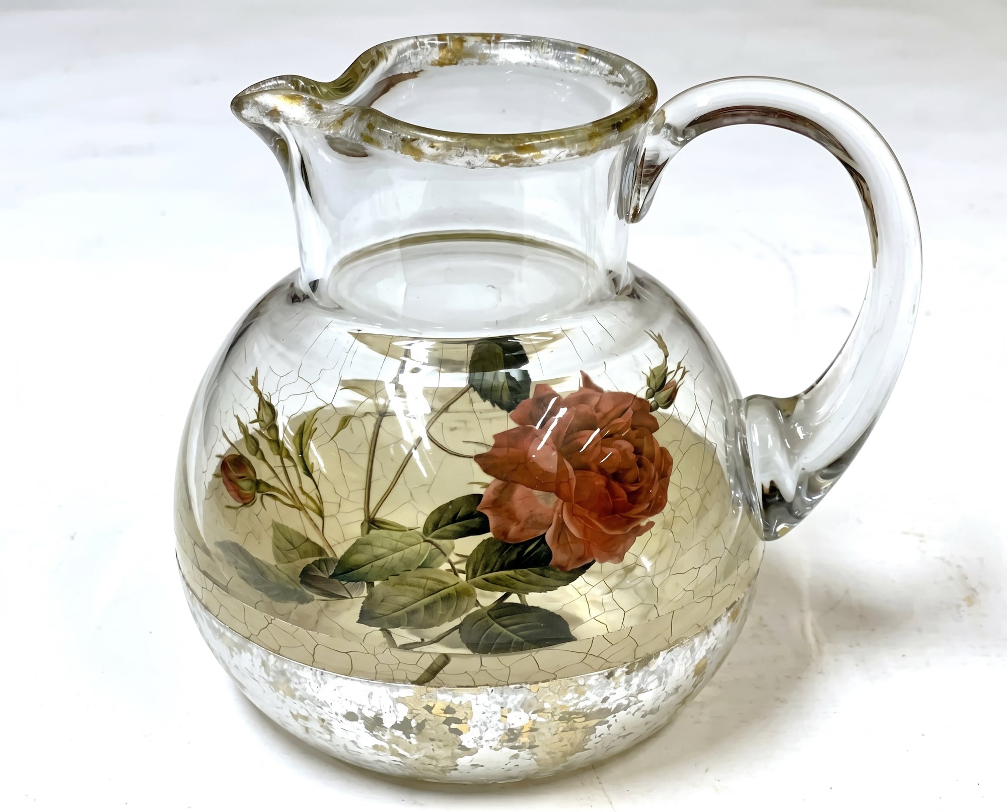 Rosarium Crystal “Glass Half Full” Pitcher – Blood Red China Rose