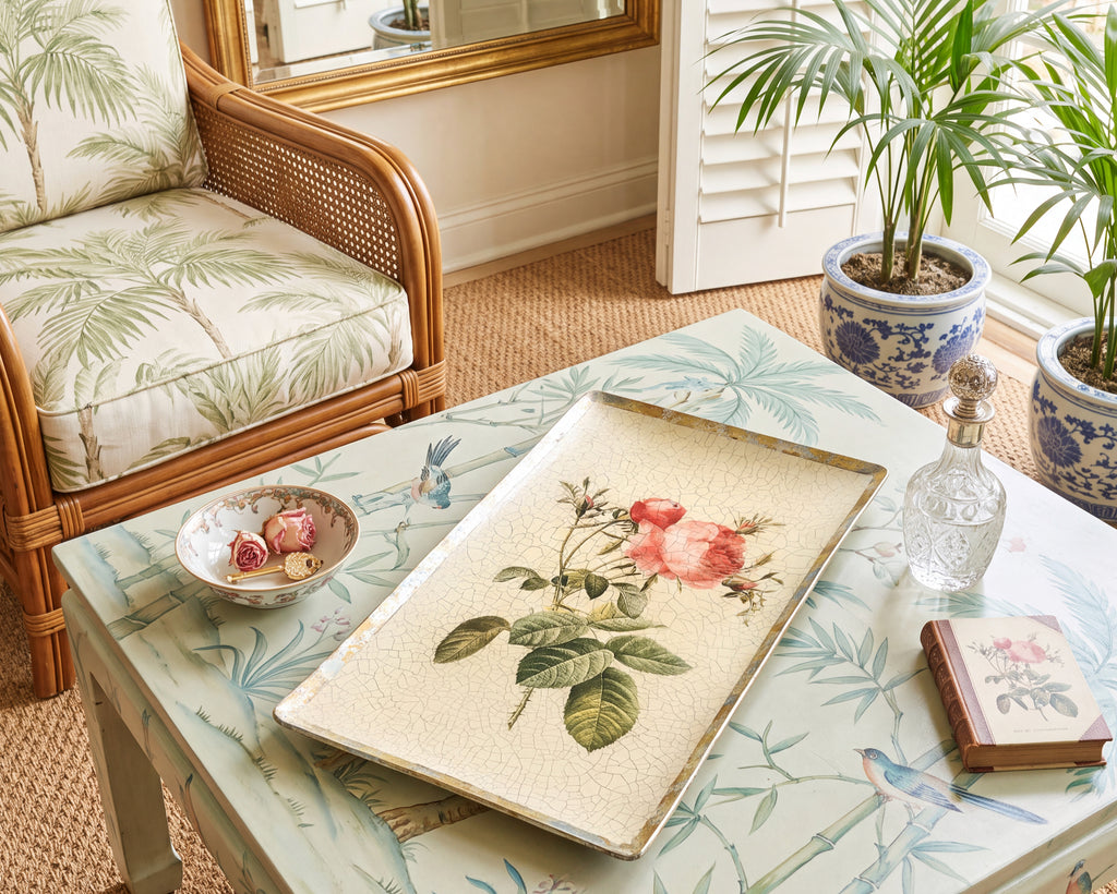 Rosarium Floral Bouquet 20" Rectangle Platter