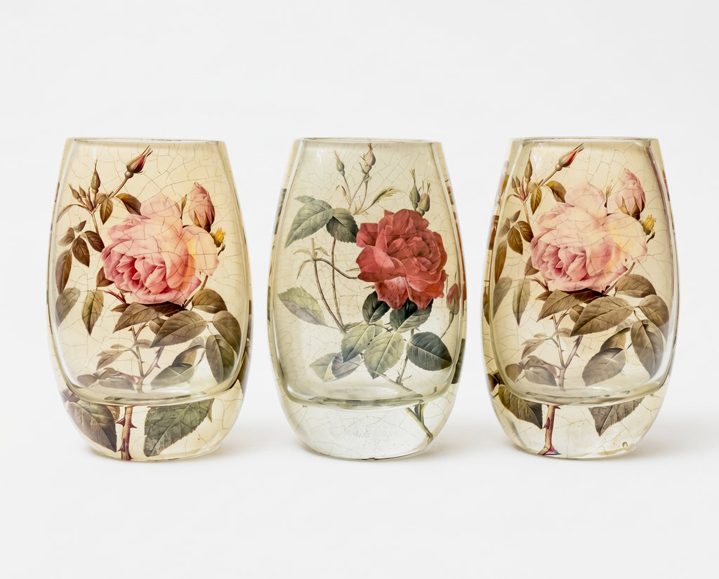 Rosarium “Vase Half Full” — Heavy Crystal (Set of Three)