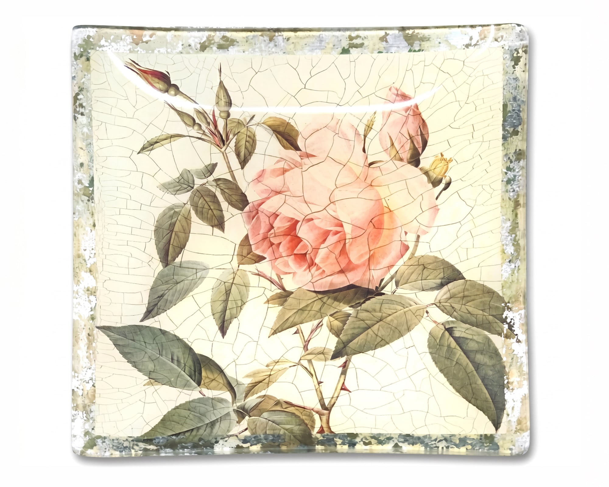 Rosarium Pink China Rose 10" Square Platter