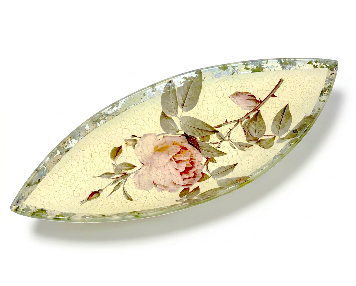 Rosarium Pink China Rose 20” Crescent Server / Centerpiece