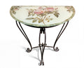 Rosarium Pink China Rose Tri-Gold™ Demi-Lune Console Table