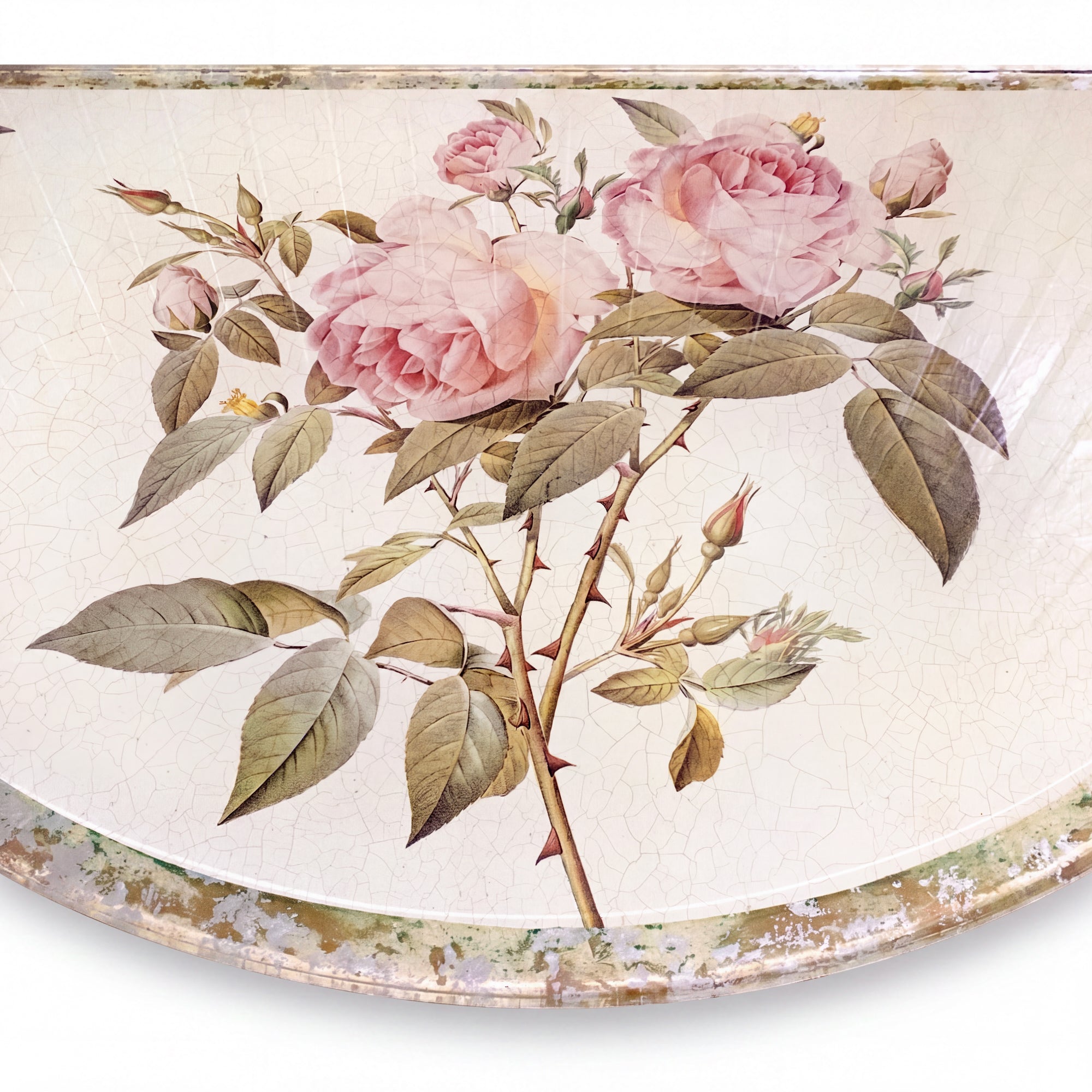 Rosarium Pink China Rose Tri-Gold™ Demi-Lune Console Table