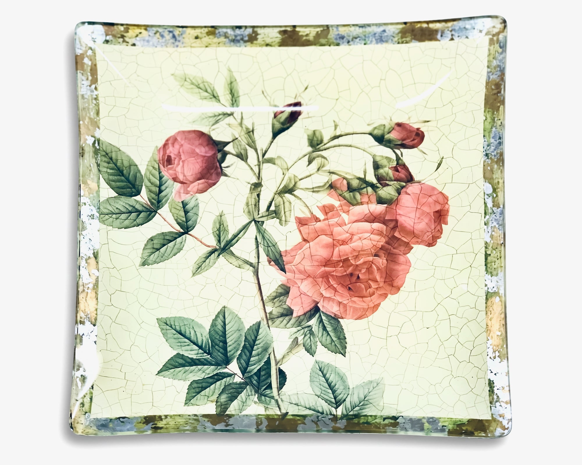 Rosarium Red Turnip Rose 10" Square Platter