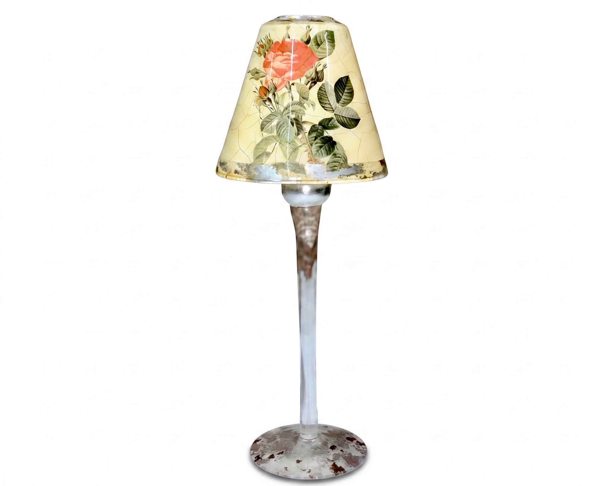 Rosarium Votive Shade & Base — Red Rosa Thorny Bifera