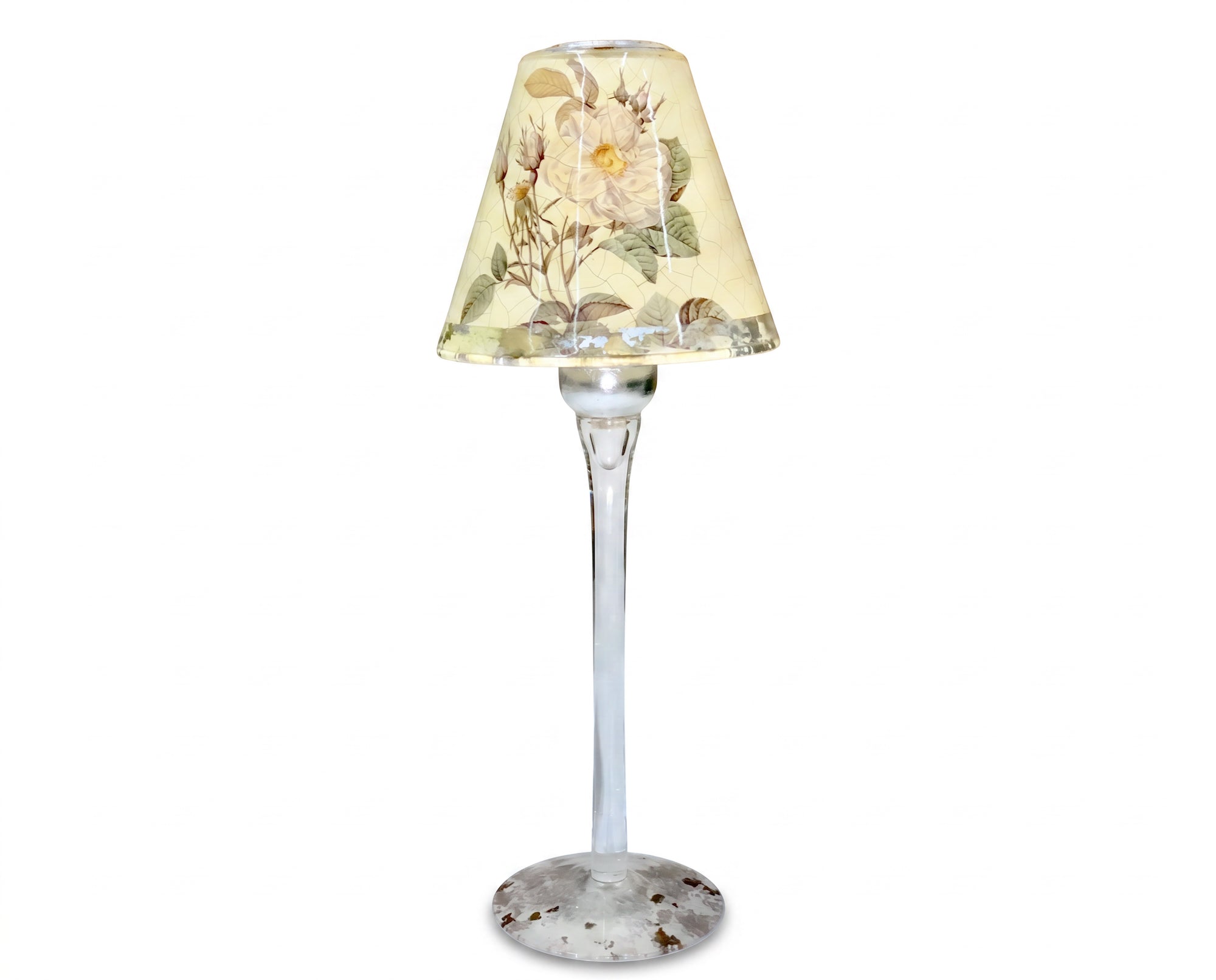 Rosarium Votive Shade & Base — White Alba Rose