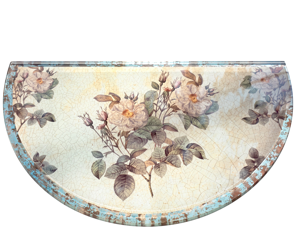 Rosarium White Briar Rose Tri-Gold™ Demi-Lune Wrought Iron Console Table