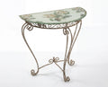 Rosarium White Briar Rose Tri-Gold™ Demi-Lune Wrought Iron Console Table