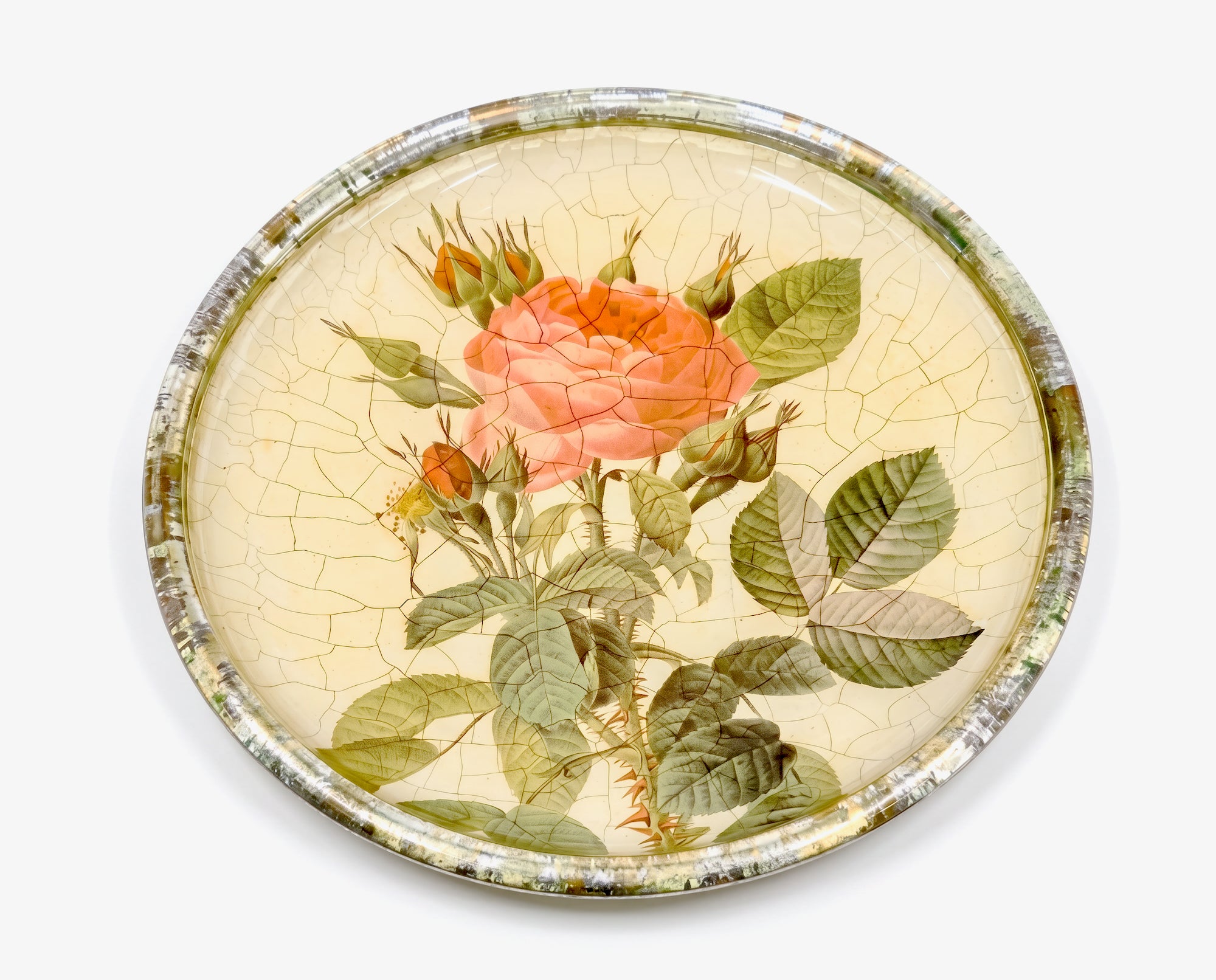 Rosarium 11" Dinner Plate — Tri-Gold™ Border — Red Rosa Thorny Bifera